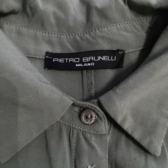 PIETRO BRUNELLI MATERNITY OLIVE GREEN BUTTON UP MINI DRESS - XS - Picture 6 of 8